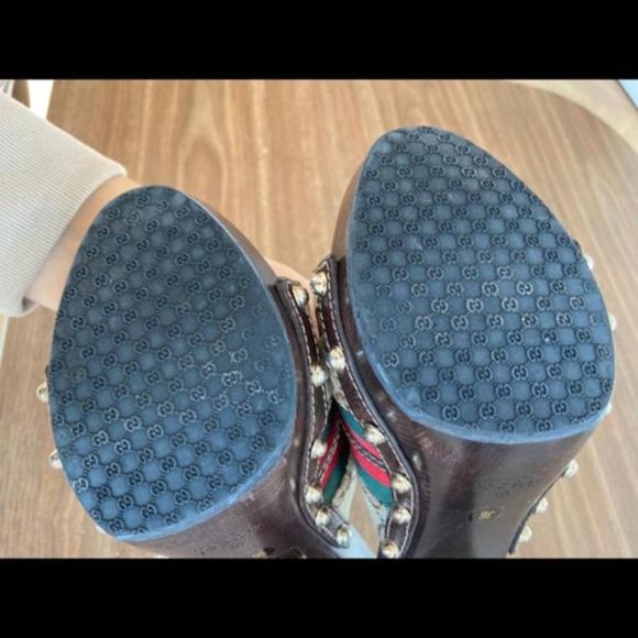 Gucci GG Monogram Canvas Horsebit Wood Platform Mules EU 36 - Picture 5 of 6